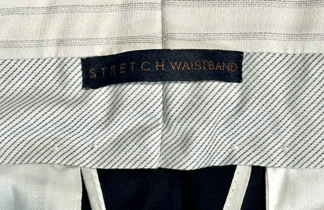 $528 NEW 32 ZANELLA HANDMADE DRESS PANTS MENS ITALY WOOL SILK SOLID NAVY BLUE