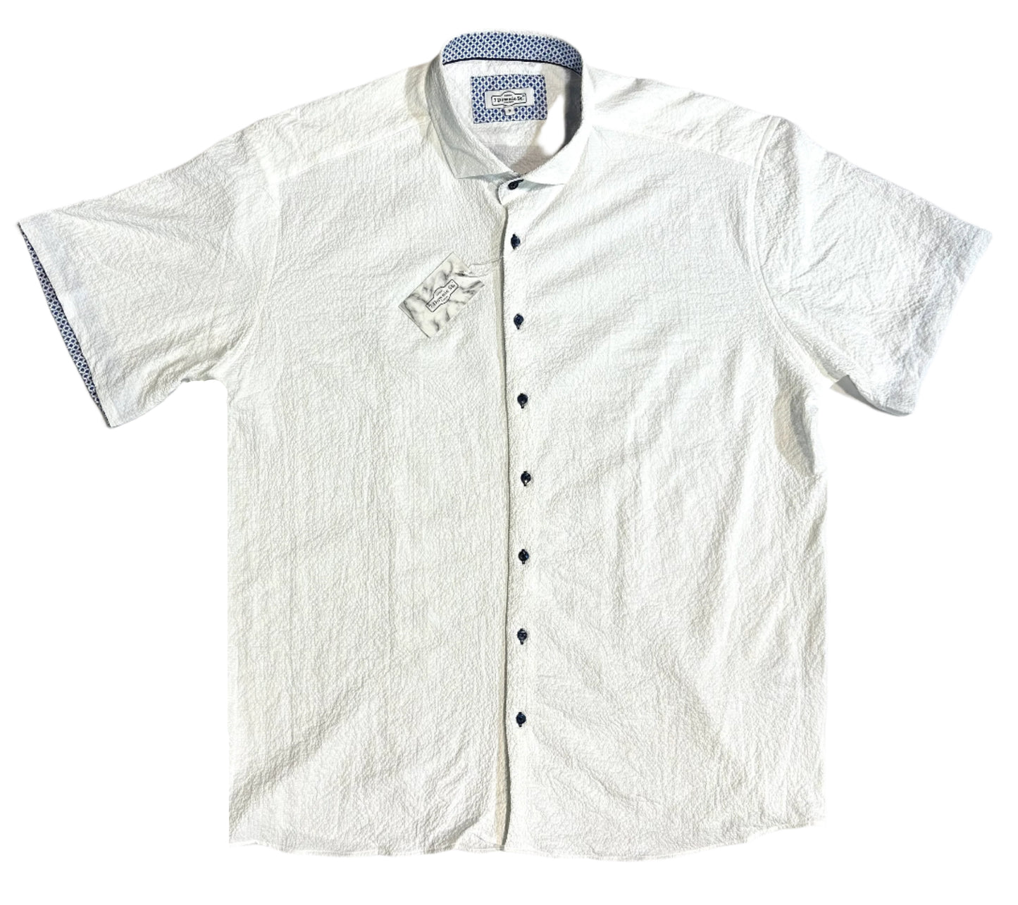 $285 NEW 4XL SHORT SLEEVE CAMP SHIRT WHITE TEXTURED CREPE BIG TALL 7 DOWNIE