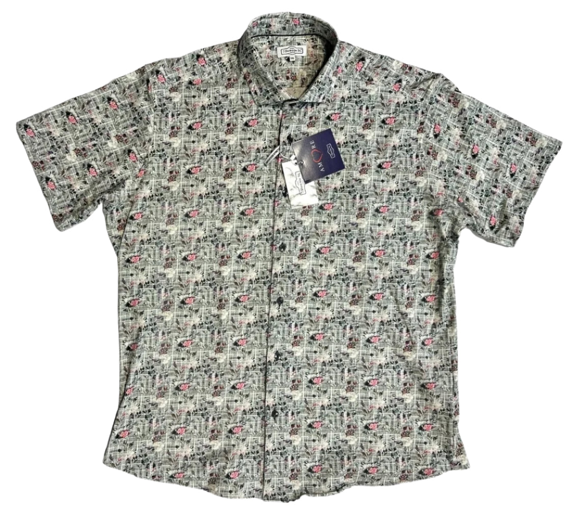 $285 NEW 3XL SHORT SLEEVE CAMP SHIRT FLOWER BOUQUETS THEMED BIG TALL 7 DOWNIE