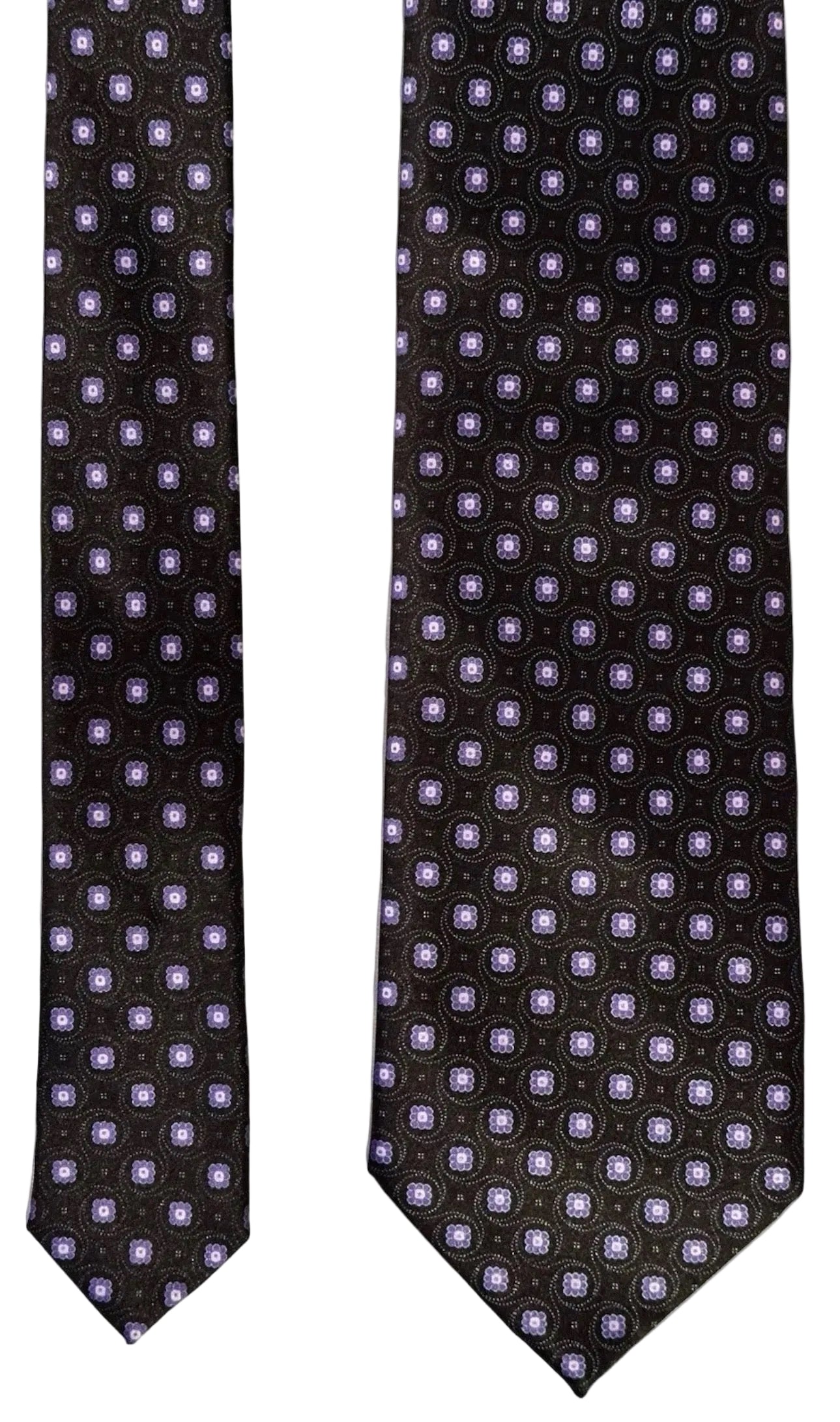 $295 NEW BRIONI TIE HANDMADE PURPLE-BLACK & LAVENDER TONES MEDALLIONS MENS