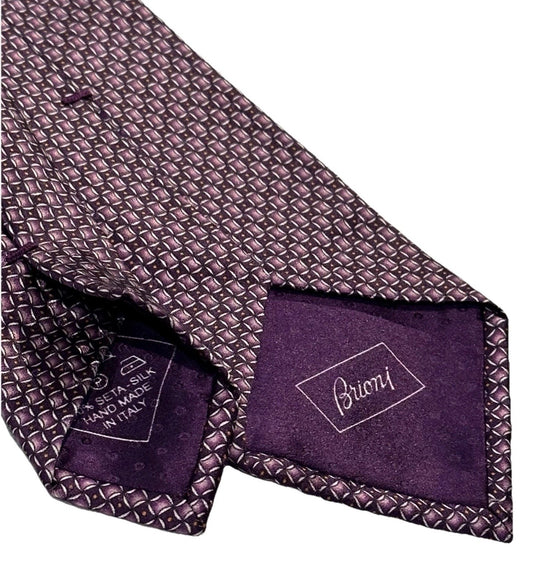 $295 NEW BRIONI TIE HANDMADE MAUVE SILVER MAROON MENS NECKTIE