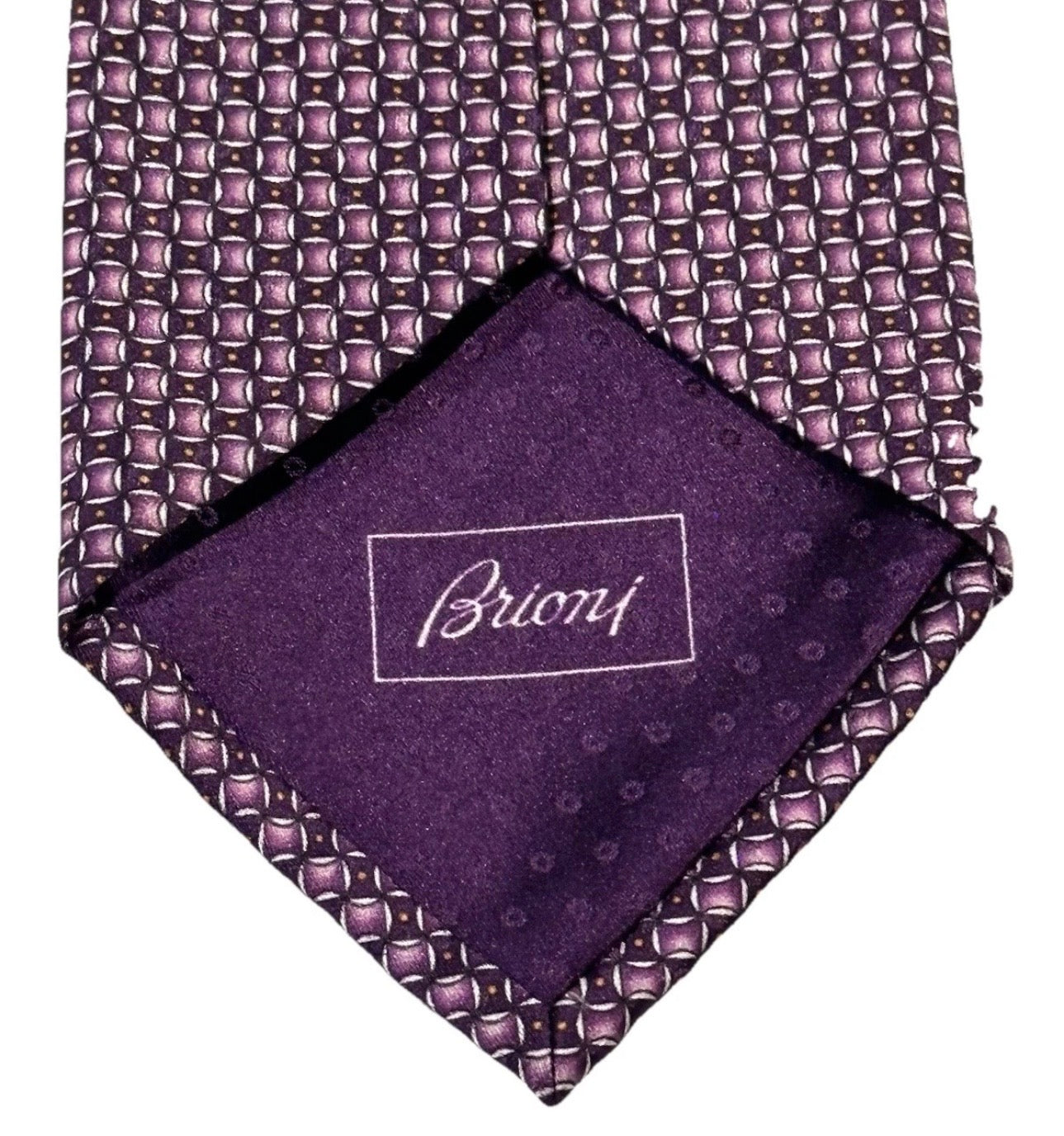 $295 NEW BRIONI TIE HANDMADE MAUVE SILVER MAROON MENS NECKTIE