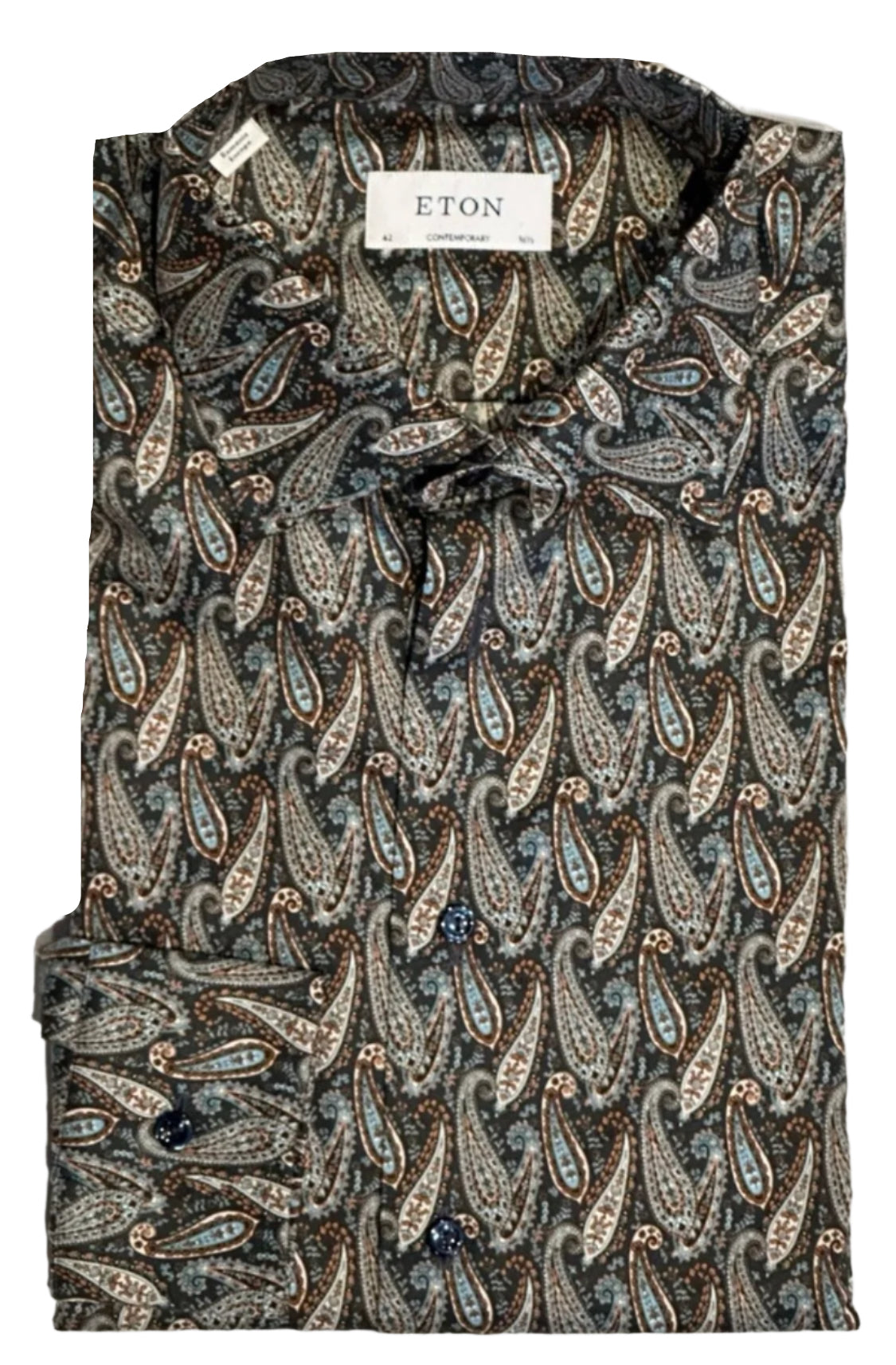 $395 NEW ETON DRESS SHIRT L 16.5 EU 42 CONTEMPORARY FIT PAISLEY MULTI MENS