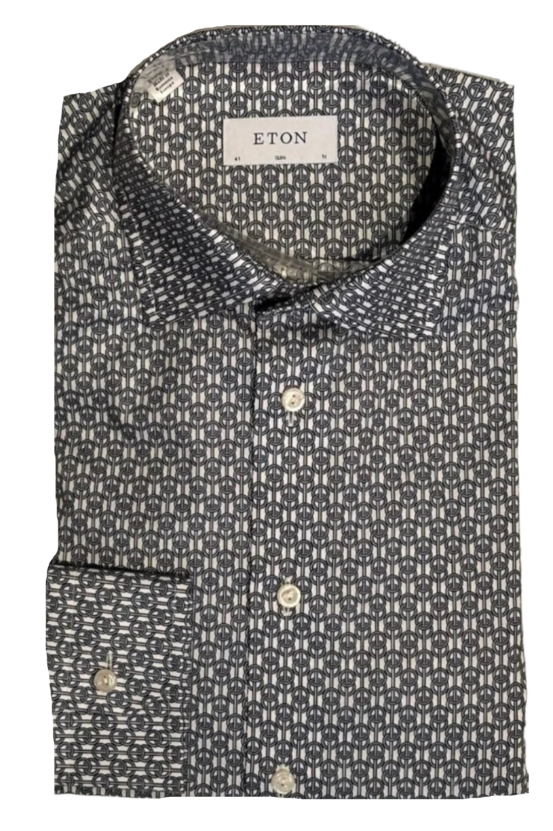 $395 NEW ETON DRESS SHIRT M 16 EU 41 SLIM FIT FANCY LINKS MOTIF MENS