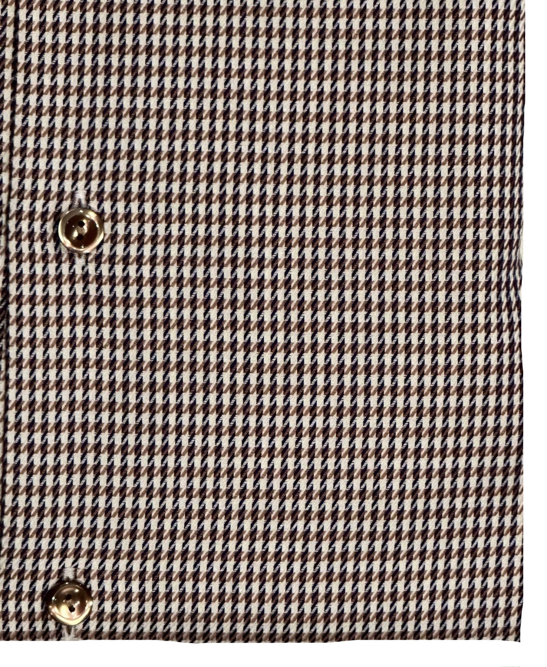 $395 NEW ETON DRESS SHIRT XL 17.5 EU 44 SLIM FIT TAUPE BROWN PUPPYTOOTH HOUNDSTOOTH
