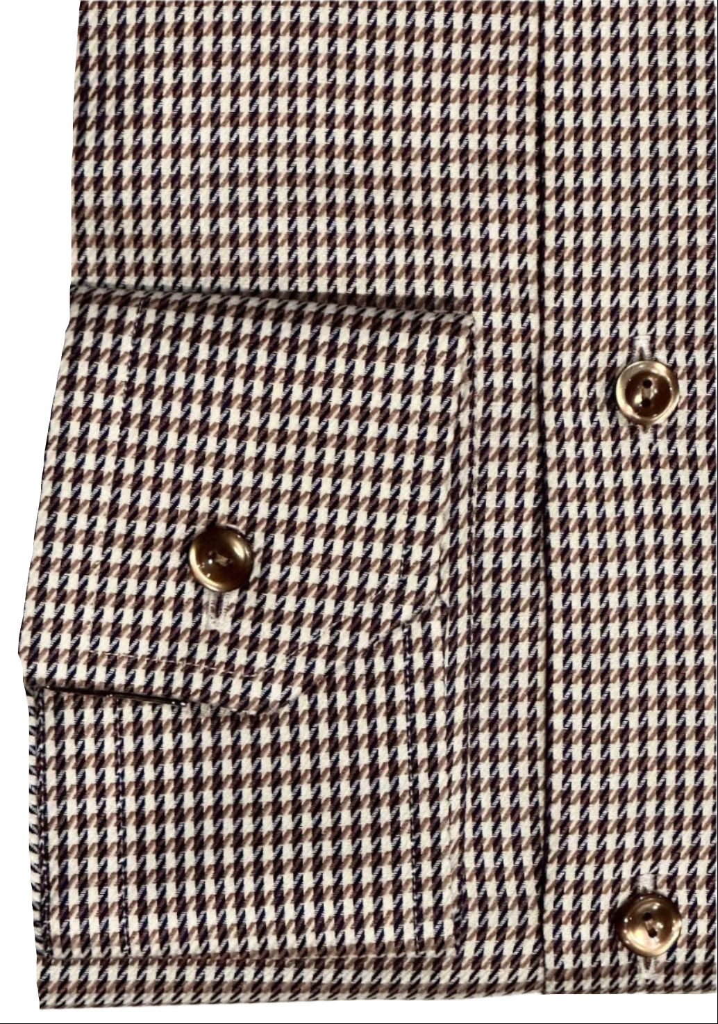 $395 NEW ETON DRESS SHIRT XL 17.5 EU 44 SLIM FIT TAUPE BROWN PUPPYTOOTH HOUNDSTOOTH