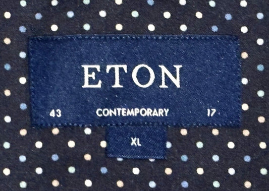 $425 NEW ETON DRESS SHIRT XL 17 EU 43 CONTEMPORARY DARK NAVY w SUSPENDED DOTS