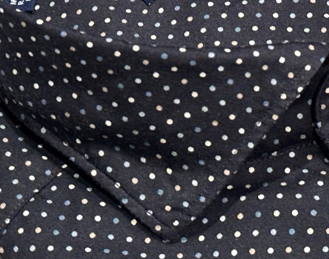 $425 NEW ETON DRESS SHIRT XL 17 EU 43 CONTEMPORARY DARK NAVY w SUSPENDED DOTS