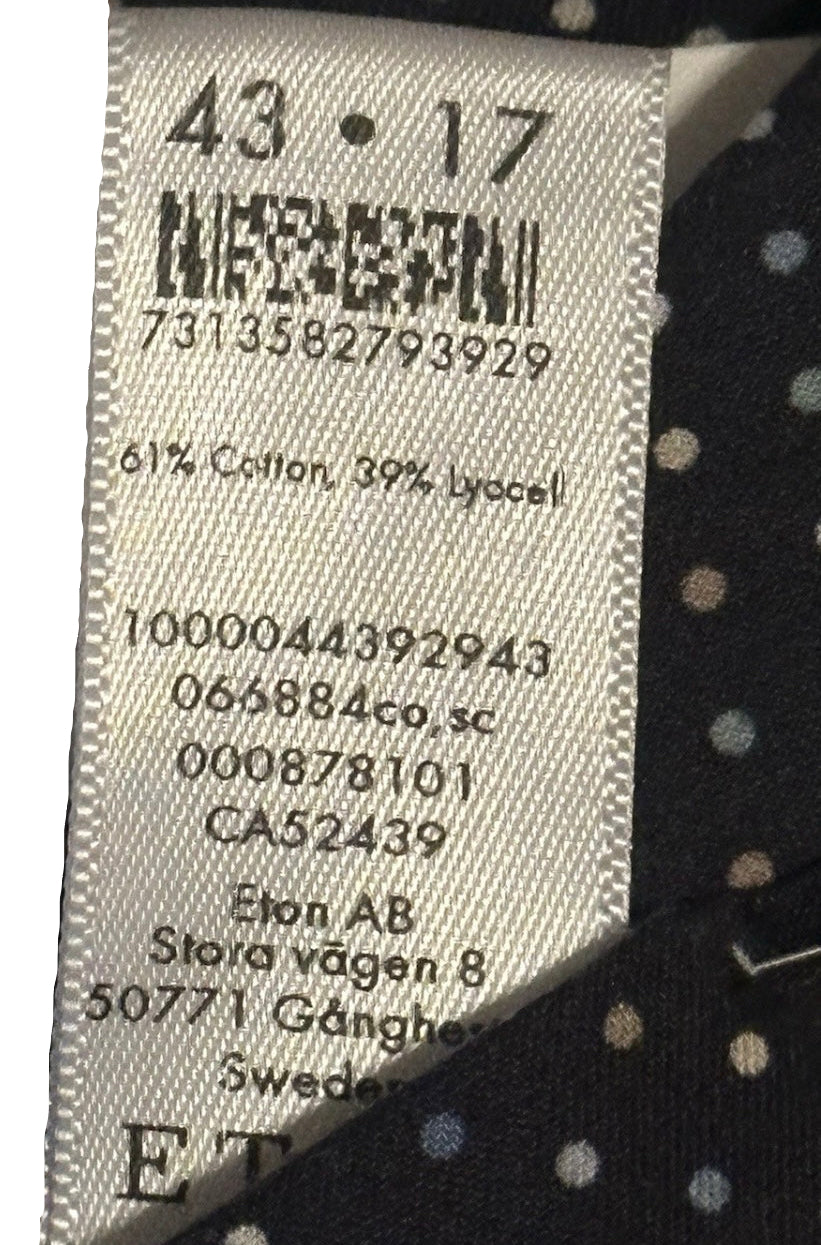 $425 NEW ETON DRESS SHIRT XL 17 EU 43 CONTEMPORARY DARK NAVY w SUSPENDED DOTS
