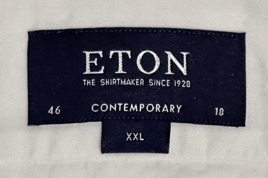 $395 NEW ETON DRESS SHIRT XXL 18 46 CONTEMPORARY FIT SOLID WHITE COTTON FLANNEL