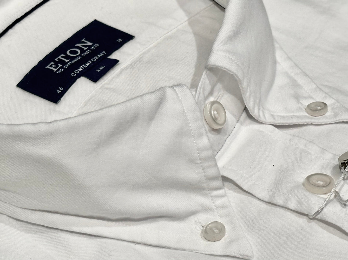 $395 NEW ETON DRESS SHIRT XXL 18 46 CONTEMPORARY FIT SOLID WHITE COTTON FLANNEL