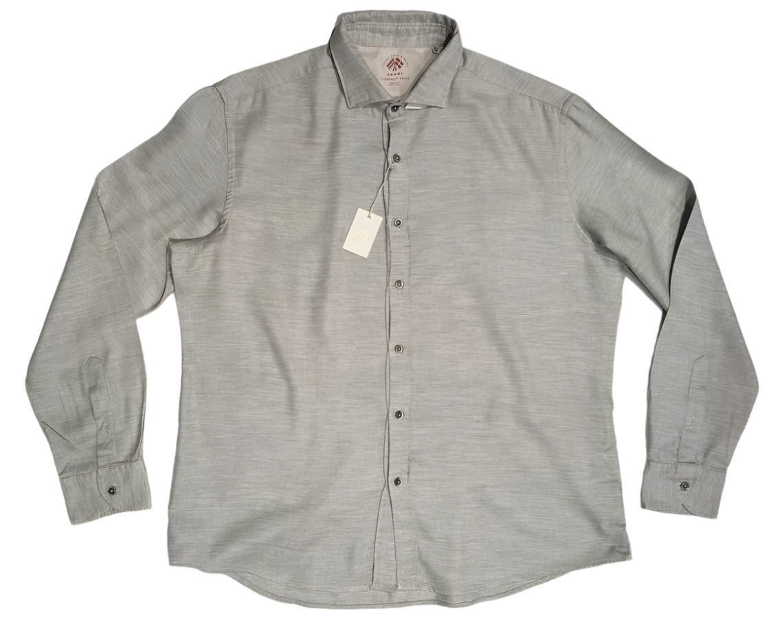 $495 NEW FRADI ITALY FLANNEL DRESS SHIRT XXL 18.5 EU 46 HANDMADE WASHED COMPACT YARN COTTON