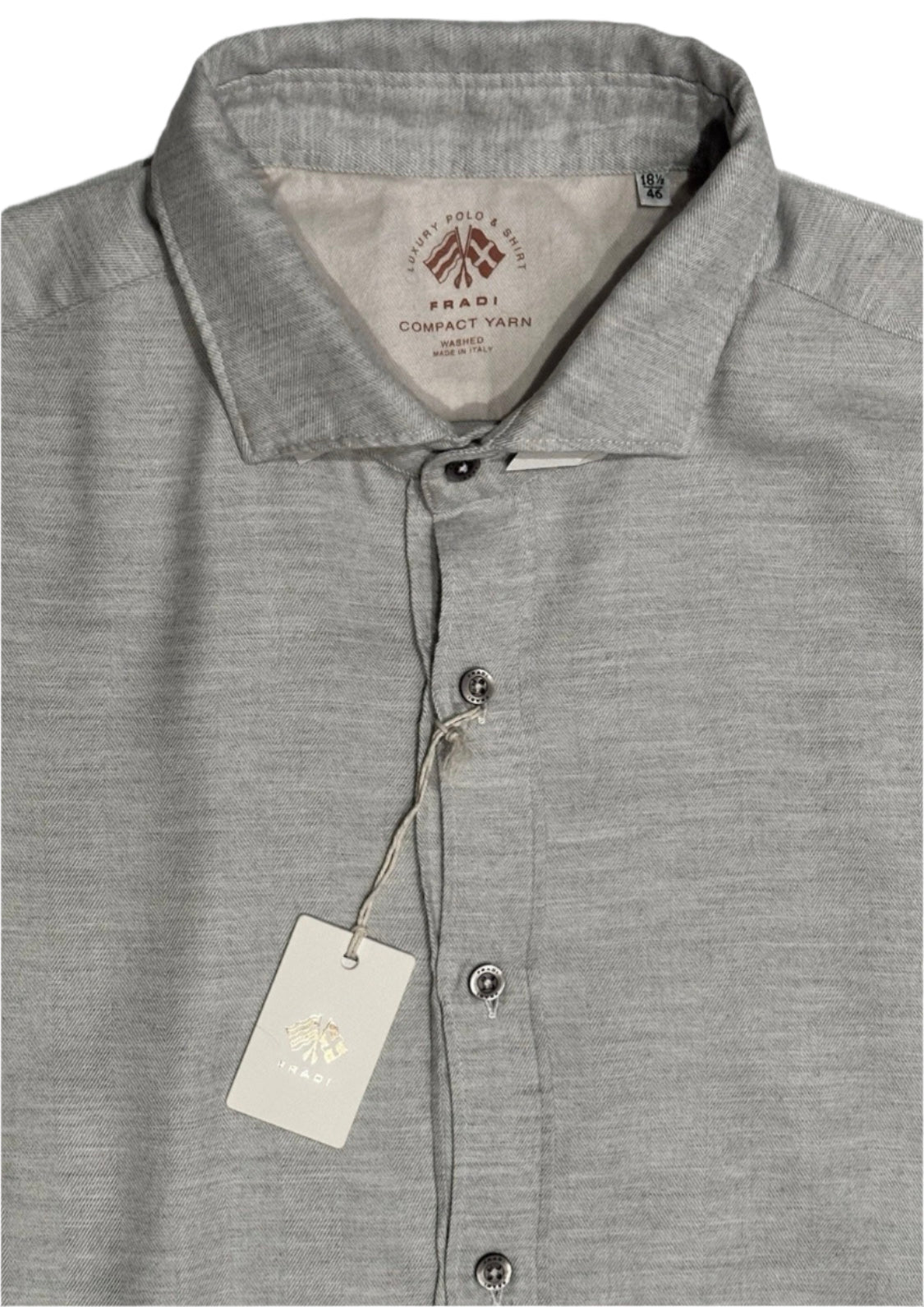 $495 NEW FRADI ITALY FLANNEL DRESS SHIRT XXL 18.5 EU 46 HANDMADE WASHED COMPACT YARN COTTON