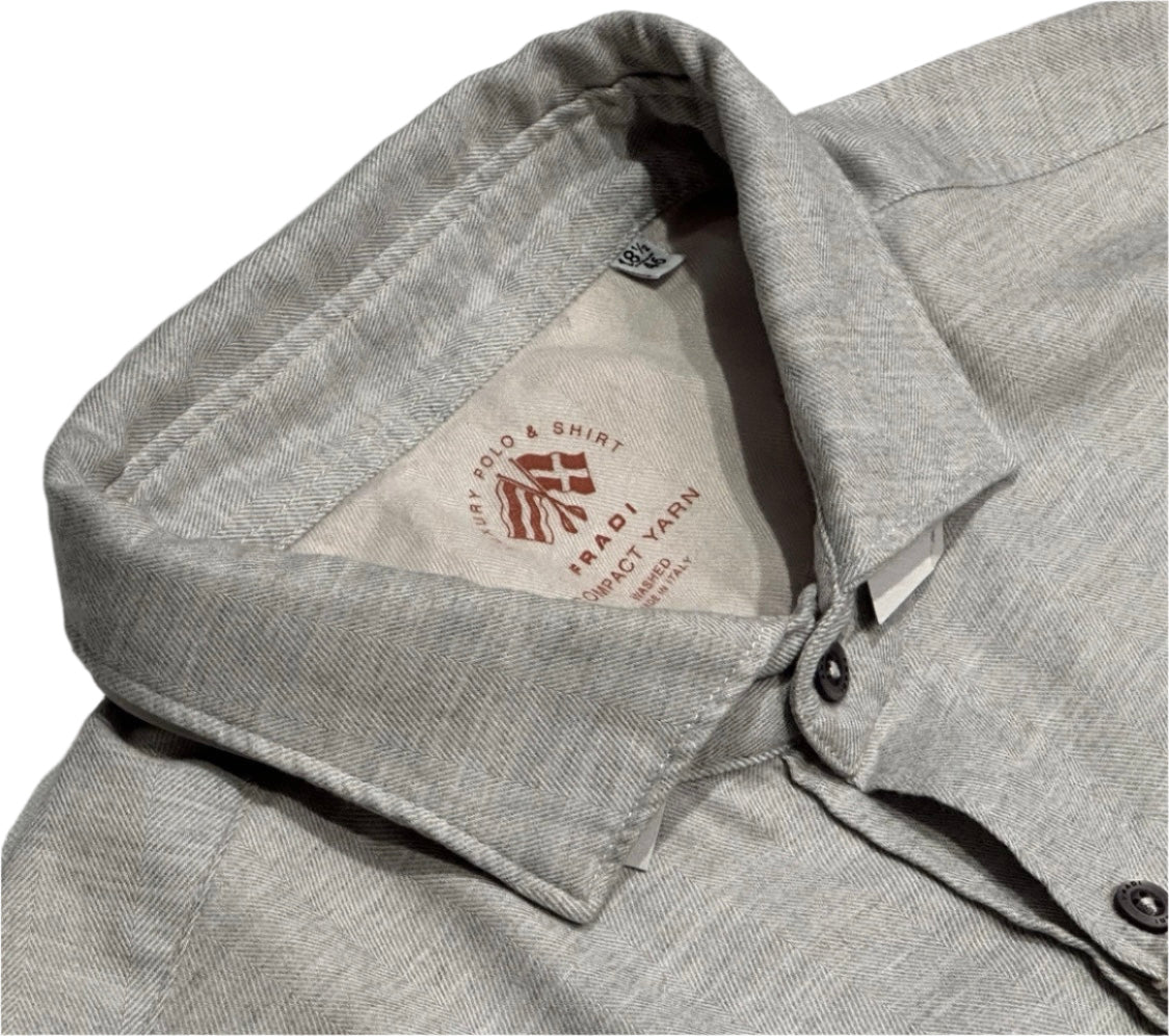 $495 NEW FRADI ITALY FLANNEL DRESS SHIRT XXL 18.5 EU 46 HANDMADE WASHED COMPACT YARN COTTON