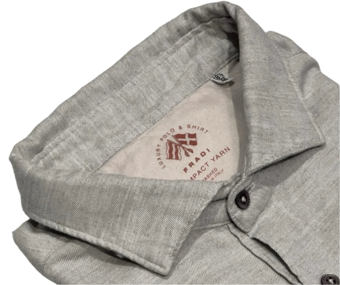 $495 NEW FRADI ITALY FLANNEL DRESS SHIRT XXL 18.5 EU 46 HANDMADE WASHED COMPACT YARN COTTON