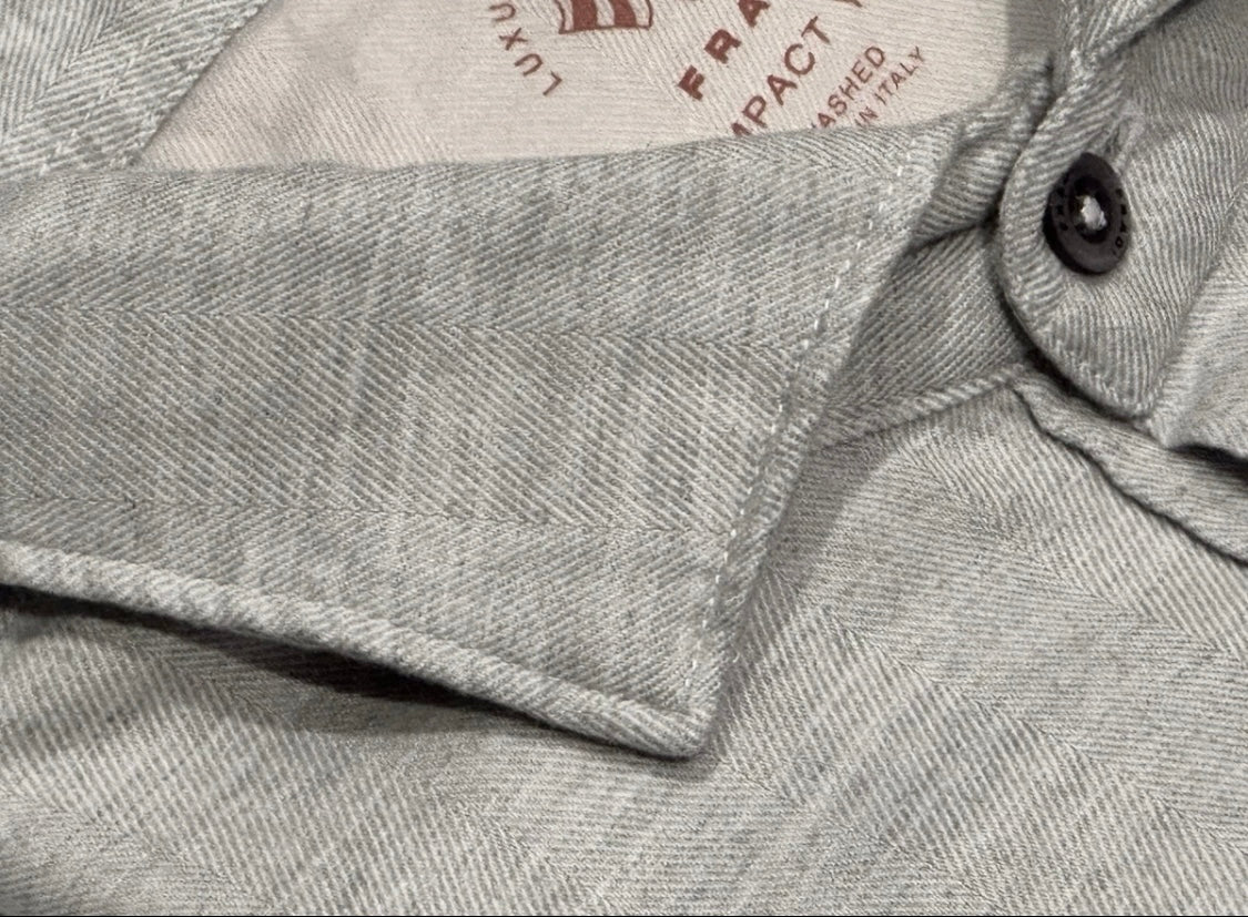 $495 NEW FRADI ITALY FLANNEL DRESS SHIRT XXL 18.5 EU 46 HANDMADE WASHED COMPACT YARN COTTON