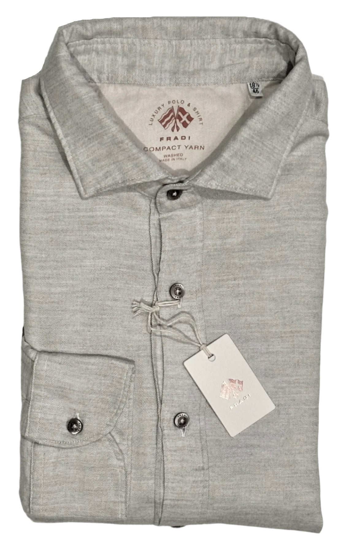 $495 NEW FRADI ITALY FLANNEL DRESS SHIRT XXL 18.5 EU 46 HANDMADE WASHED COMPACT YARN COTTON