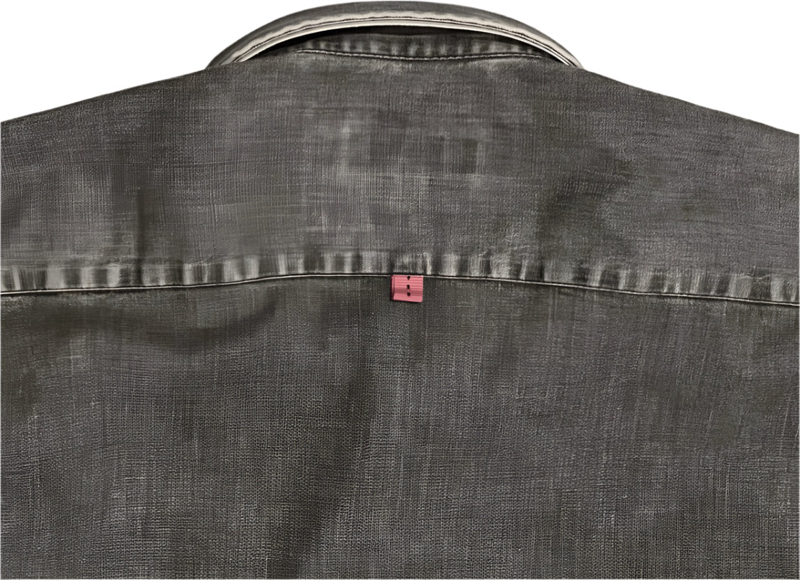 $399 NEW 7 DOWNIE ST COUTURE JEAN SHIRT SZ 7 = XL 17.5 SLIM FIT LUXURY BLACK DENIM