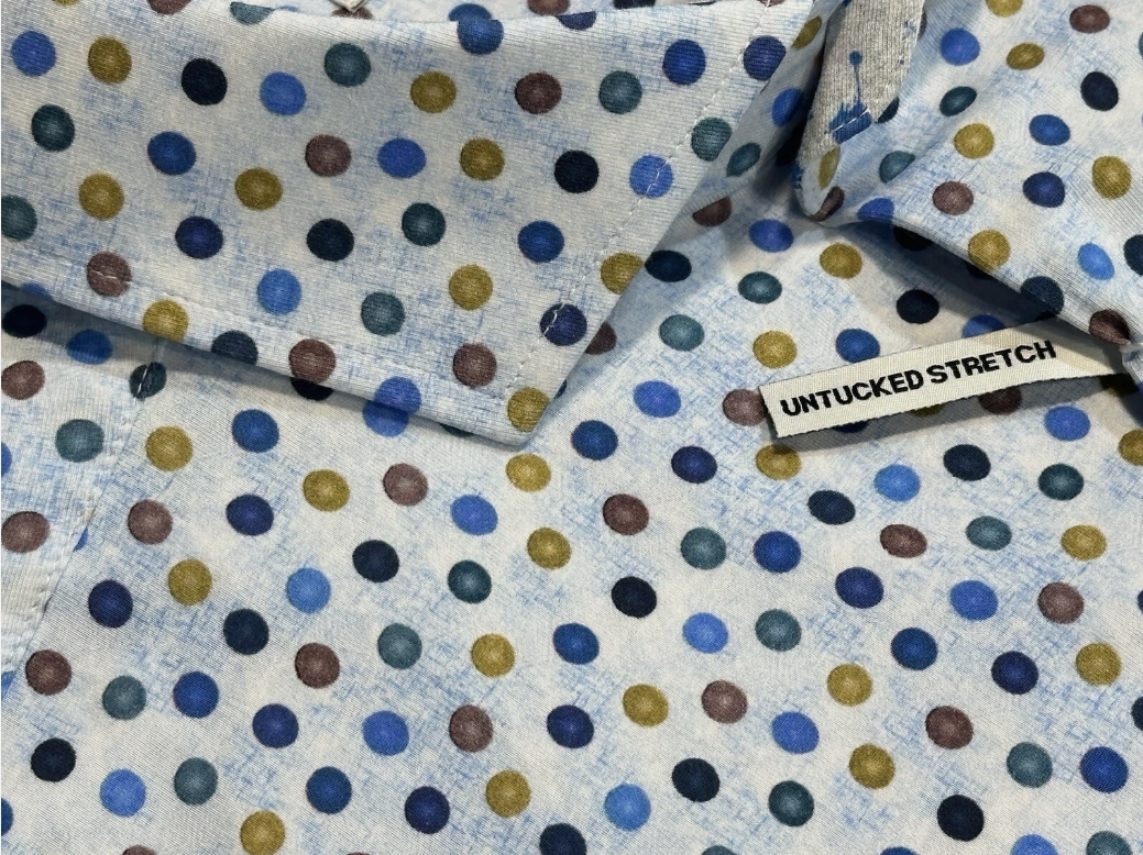 $285 NEW 3XL SHORT SLEEVE CAMP SHIRT COLORFUL CIRCLES POLKA DOTS THEMED BIG TALL 7 DOWNIE