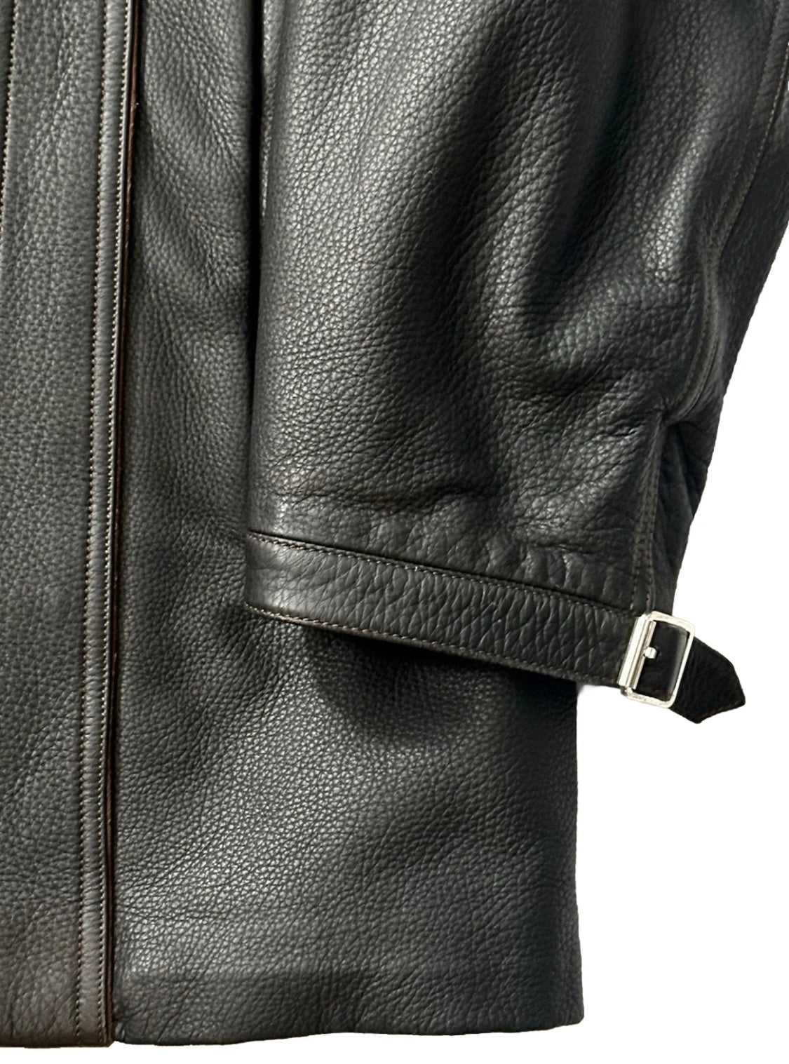 $7500 NEW BRIONI GRAIN LEATHER COAT XL EU 54 MILITARY FIELD JACKET SUEDE DETAILS