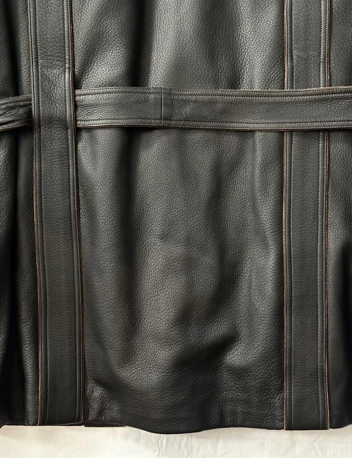 $7500 NEW BRIONI GRAIN LEATHER COAT XL EU 54 MILITARY FIELD JACKET SUEDE DETAILS