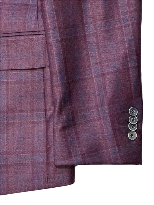 $1895 NEW REDA SUPER 130’S SPORT COAT JACKET ITALY 36 R 36R PURPLE PLAID VERO UOMO