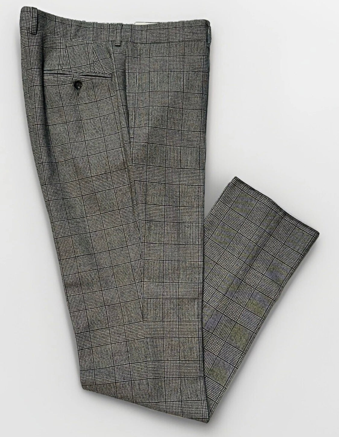 $4250 NEW VERO UOMO LORO PIANA HANDMADE 3 PC SUIT BLACK WHITE PLAID 42 L 42L TOM FORD INSPIRED