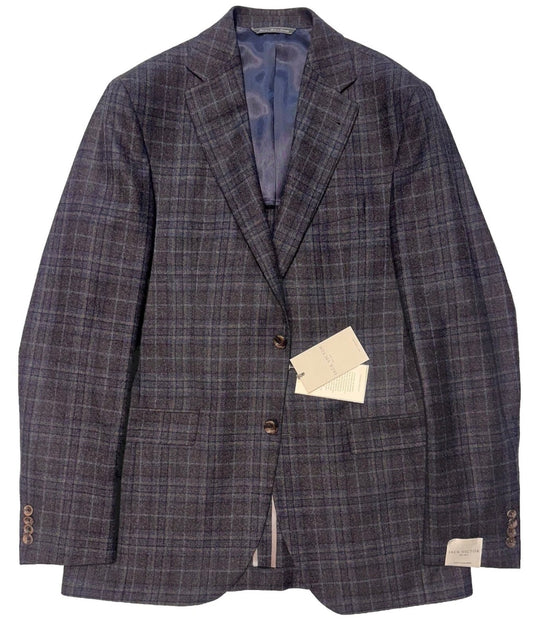 $1175 NEW 40 L HANDMADE SPORTCOAT JACKET JACK VICTOR ITALY WOOL BROWN PLAID 40L