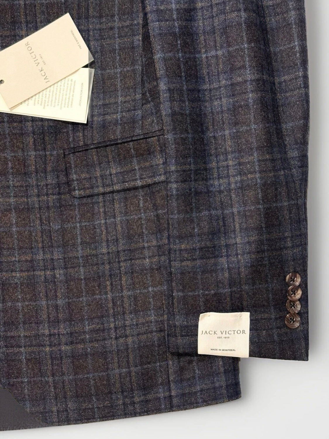 $1175 NEW 40 L HANDMADE SPORTCOAT JACKET JACK VICTOR ITALY WOOL BROWN PLAID 40L