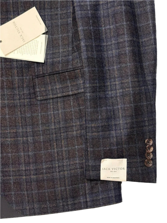 $1175 NEW 40 L HANDMADE SPORTCOAT JACKET JACK VICTOR ITALY WOOL BROWN PLAID 40L