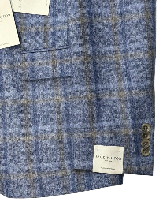 $1175 NEW 40 R HANDMADE SPORTCOAT JACKET JACK VICTOR ITALY WOOL BLUE PLAID 40R