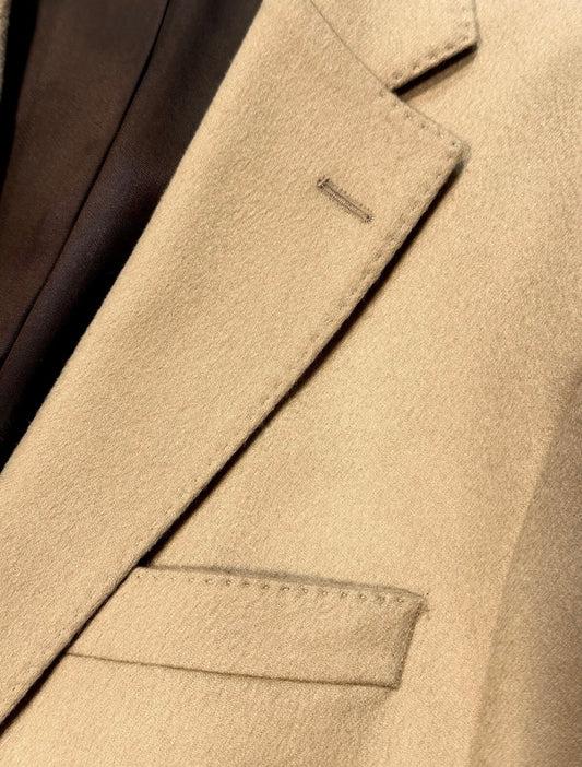 $1950 NEW 46 R 100% CASHMERE HANDMADE SPORTCOAT JACKET 46R CREAMY CAMEL TAN