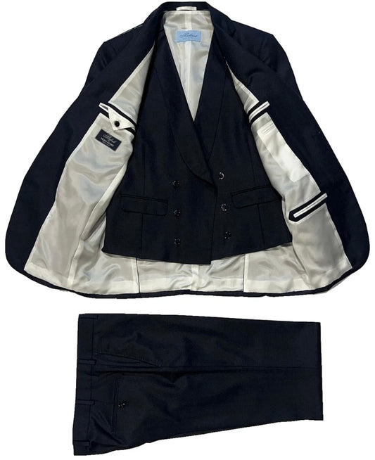 $4995 NEW EU 48 / US 38R BELVEST SUIT 3 PC FULLY HANDMADE MIDNIGHT NAVY JACKET VEST PANTS 38 R