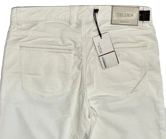 $325 NEW 34 FITS 33 TELERIA ZED ITALY JEANS CUT 5 POCKET CORDUROY PANTS IVORY