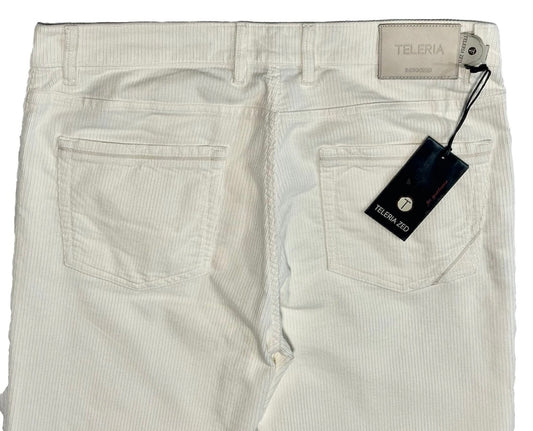 $325 NEW 38 TELERIA ZED ITALY JEANS CUT 5 POCKET CORDUROY PANTS IVORY