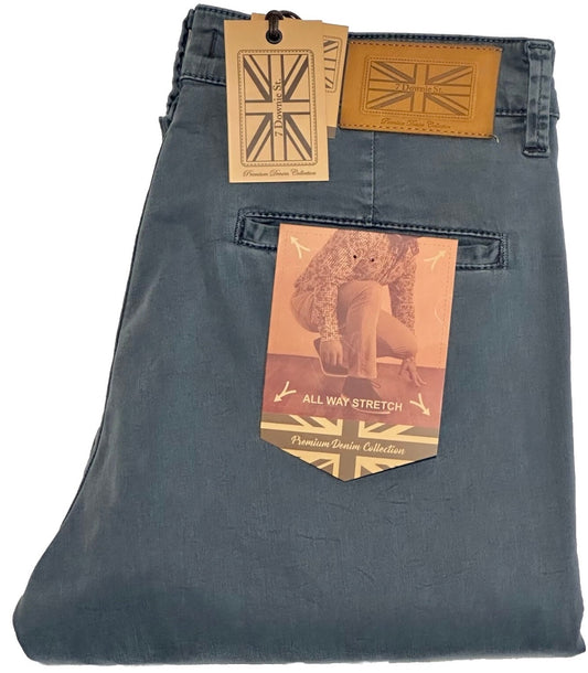 $295 NEW 31 X 34 STEEL BLUE VINTAGE WASH KHAKI PANTS 7 DOWNIE ST COUTURE FITS 32