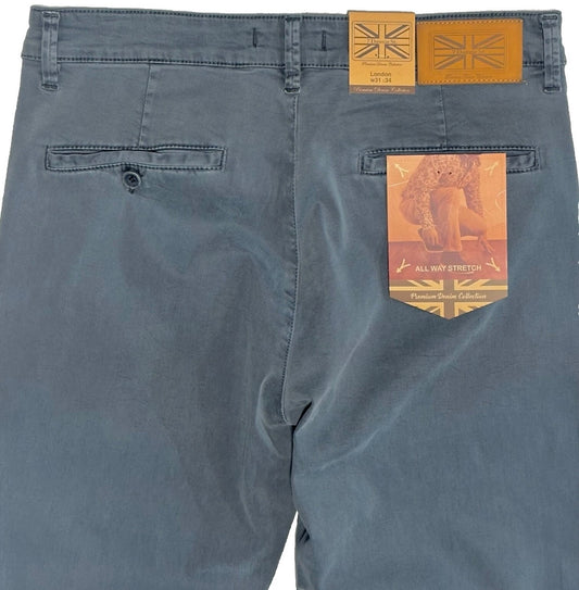 $295 NEW 31 X 34 STEEL BLUE VINTAGE WASH KHAKI PANTS 7 DOWNIE ST COUTURE FITS 32