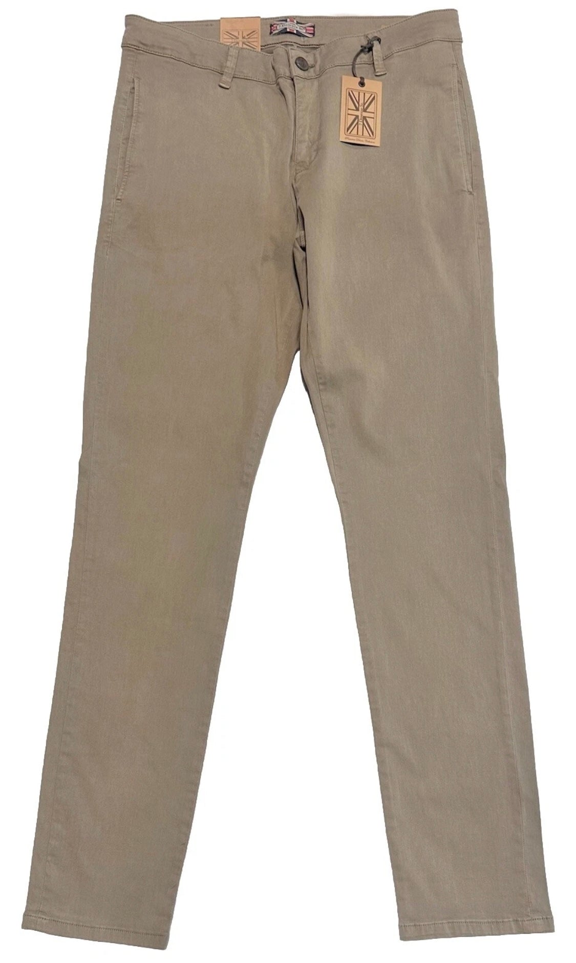 $295 NEW 32 X 34 OATMEAL TAUPE VINTAGE WASH KHAKI PANTS 7 DOWNIE ST COUTURE FIT 34