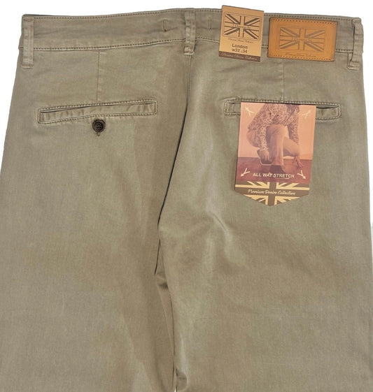$295 NEW 32 X 34 OATMEAL TAUPE VINTAGE WASH KHAKI PANTS 7 DOWNIE ST COUTURE FIT 34