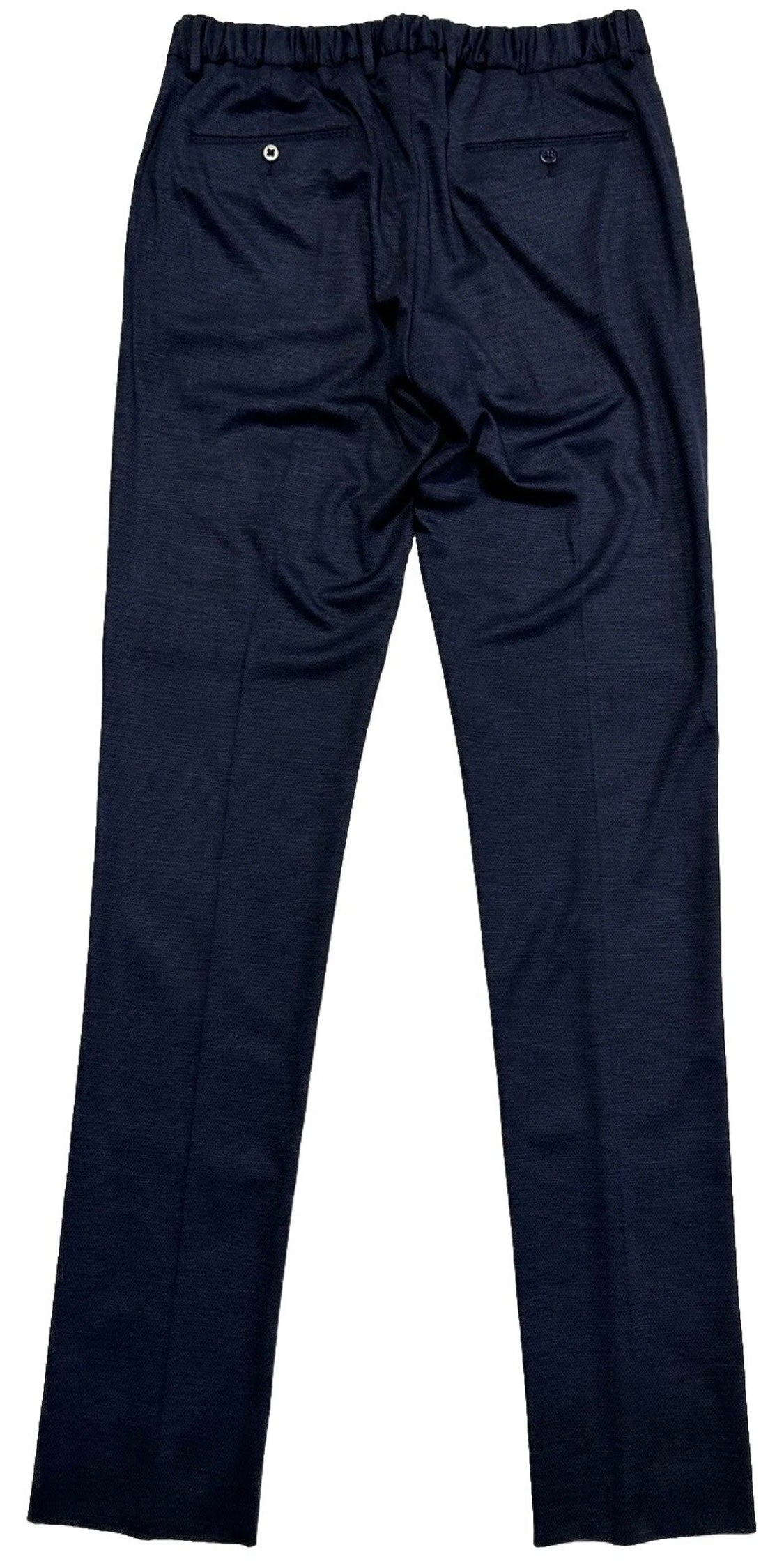$425 NEW HANDMADE ZANELLA ELASTIC WAIST CASUAL DRESS PANTS 32 NASH BLUE BLACK WEAVE