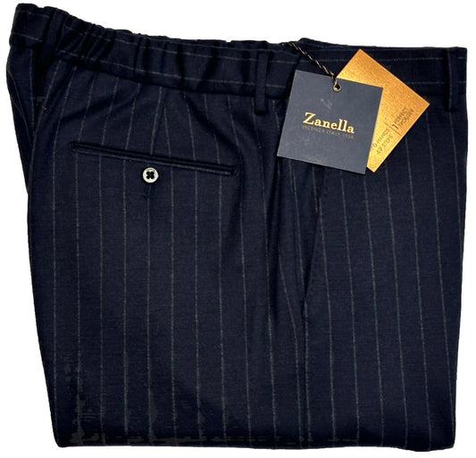 $495 NEW HANDMADE ZANELLA NASH ELASTIC WAIST CASUAL DRESS PANTS 40 MOBSTER PINSTRIPES