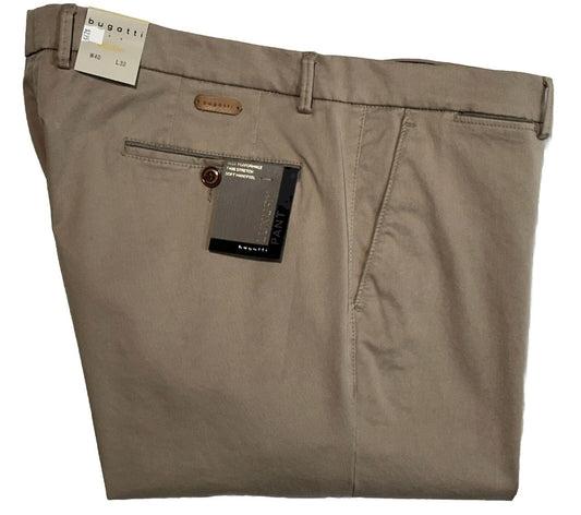 $295 NEW BUGATTI MODERN LUXURY PANTS KHAKI 40 X 32 STRETCH SOFT HAND