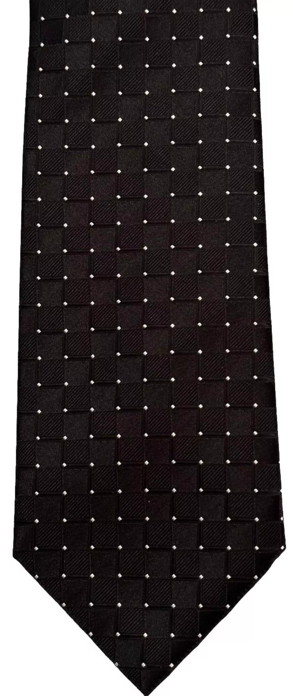 $395 NEW BRIONI SILK TIE HANDMADE BLACK GRID SUSPENDED MICRO POLKA DOTS 3 “