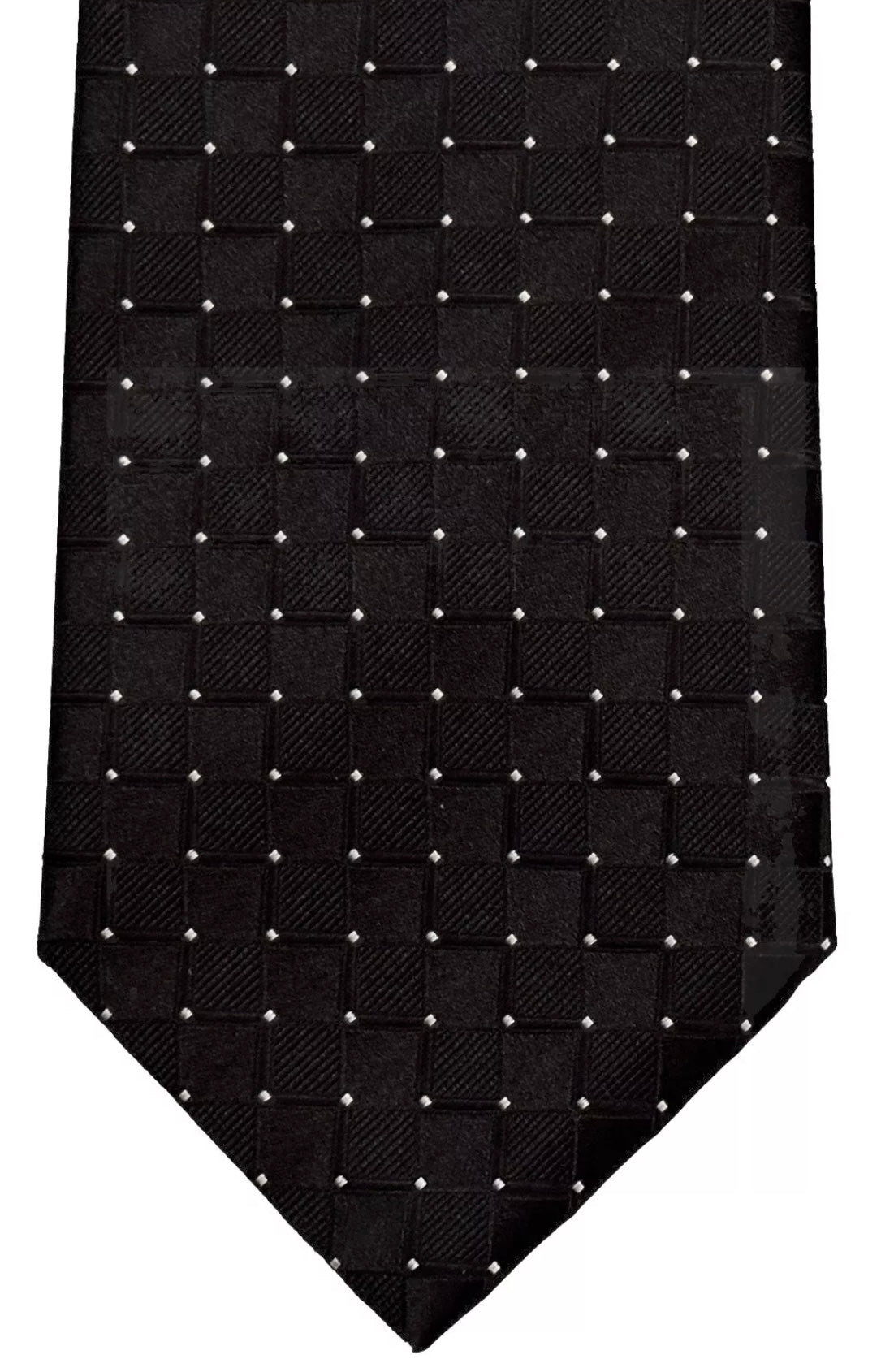 $395 NEW BRIONI SILK TIE HANDMADE BLACK GRID SUSPENDED MICRO POLKA DOTS 3 “