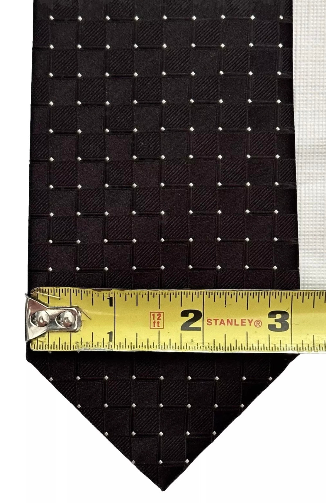 $395 NEW BRIONI SILK TIE HANDMADE BLACK GRID SUSPENDED MICRO POLKA DOTS 3 “