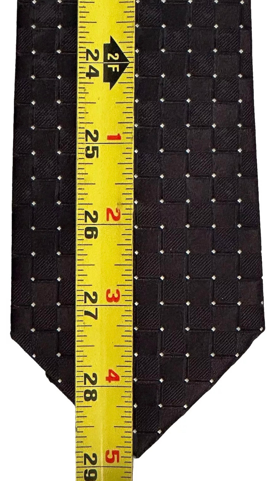 $395 NEW BRIONI SILK TIE HANDMADE BLACK GRID SUSPENDED MICRO POLKA DOTS 3 “