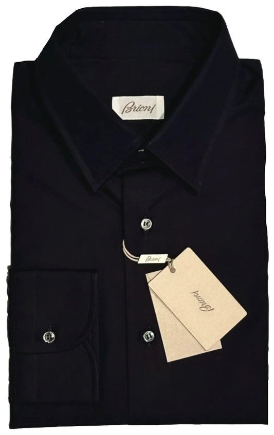 $950 NEW 16.5 42 BRIONI DRESS SHIRT TECHNO COTTON MIDNIGHT BLUE SLIM FIT TAPERED