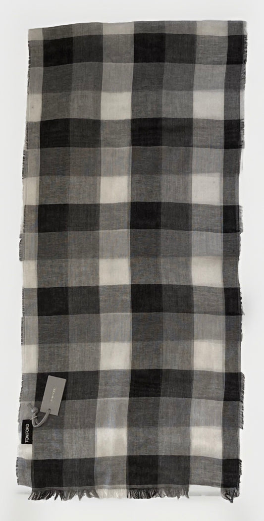 $695 NEW TOM FORD SCARF CASHMERE COTTON SILK MENS SHAWL GAUZY 30 X 14