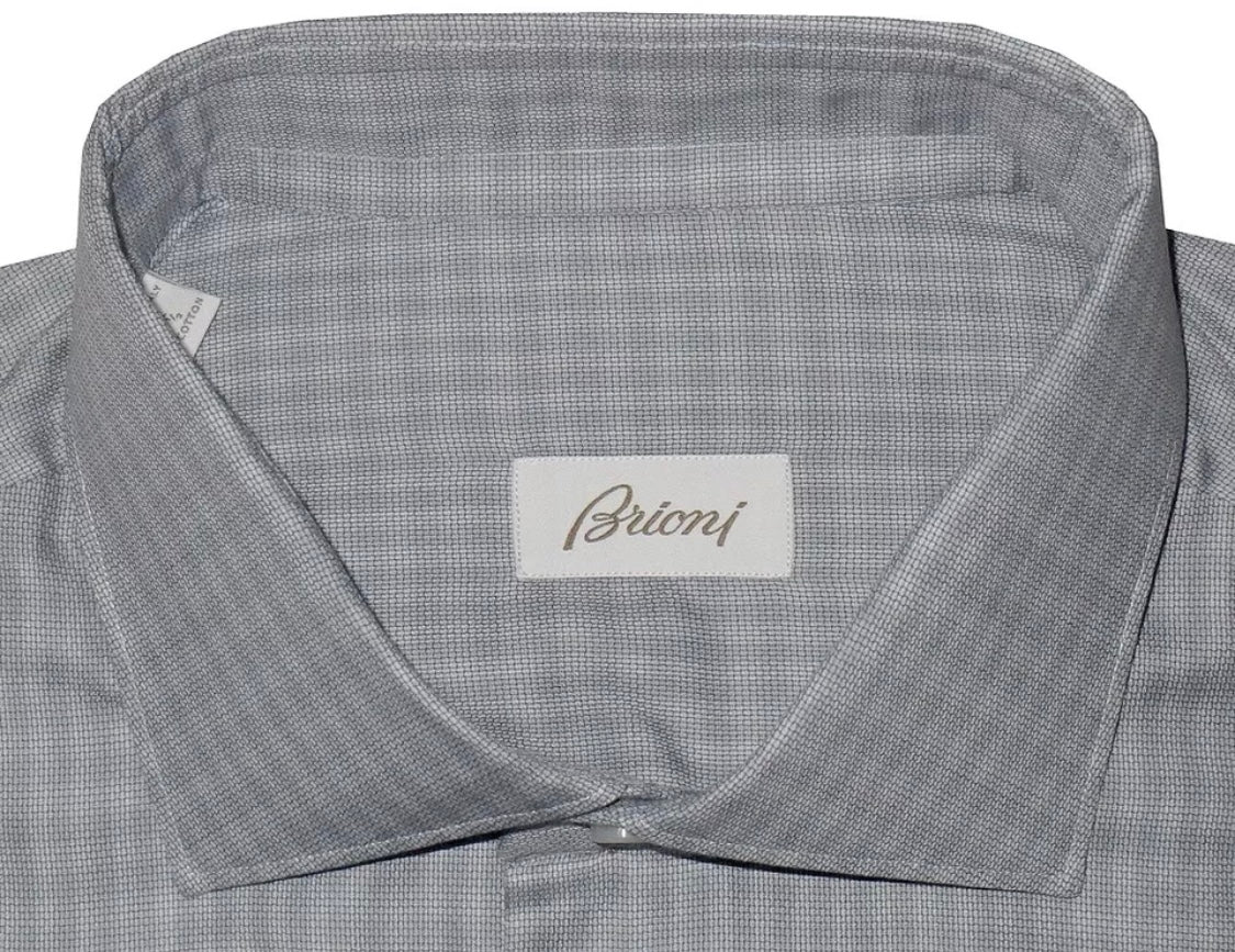 $520 NEW 46 18 BRIONI SLIM FIT DRESS SHIRT TAPERED DARTED BACK MADISON LEAD
