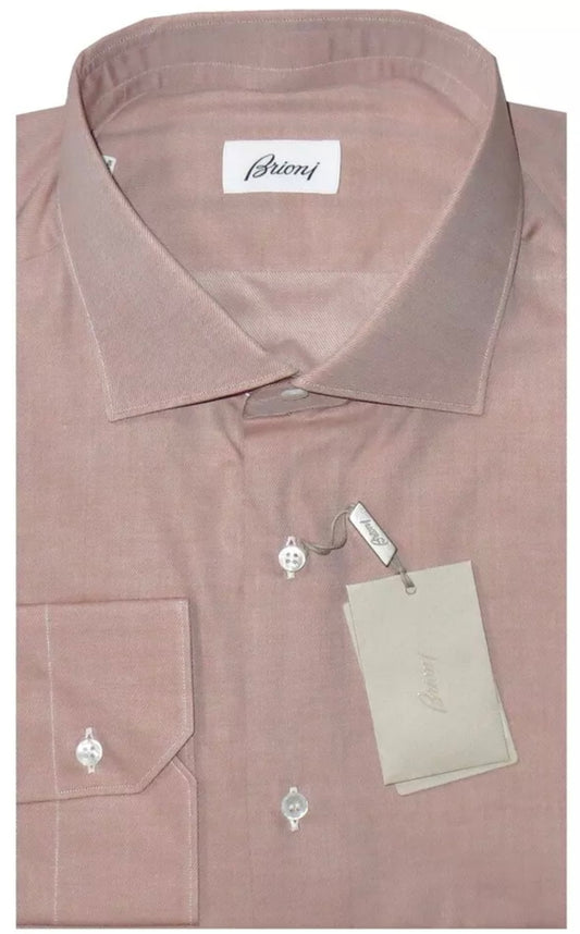 $625 NEW 45 17.75 BRIONI DRESS SHIRT FITTED FIT HAVANA MENS LUXURY
